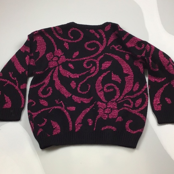 Ann Hill women’s crewneck sweater black/purple size S sleeve 17.5” length 25” - Picture 3 of 3